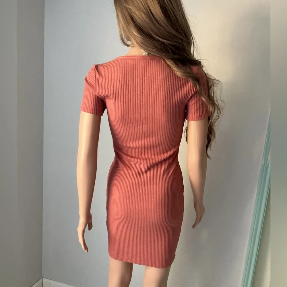 Guess Rust Button-Front Mini Dress - Picture 10 of 16